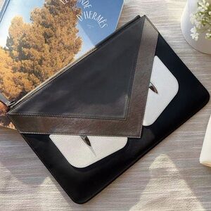 Fendi Black Leather Clutch Bag